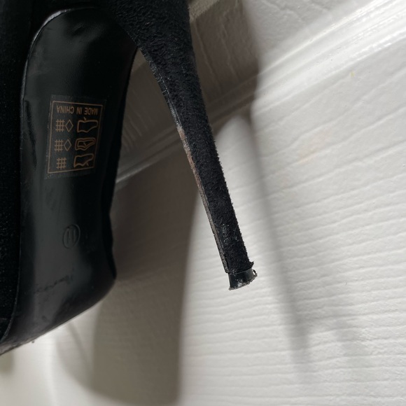 Lace Up Black Thigh High Stiletto Boots - Picture 7 of 14